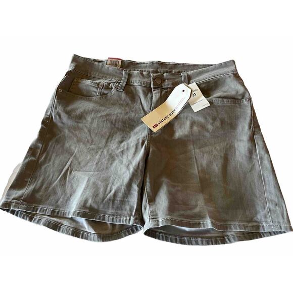 Levis Jean Shorts Mens 31 Gray Mid Length Denim Chino Short Vintage Soft NWT - Picture 1 of 10